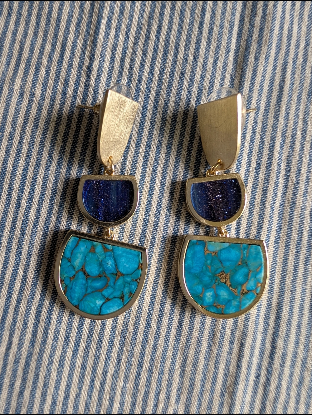 Kendra Scott Blue Turquoise 'Luna' Drop Earrings - Picture 1 of 4